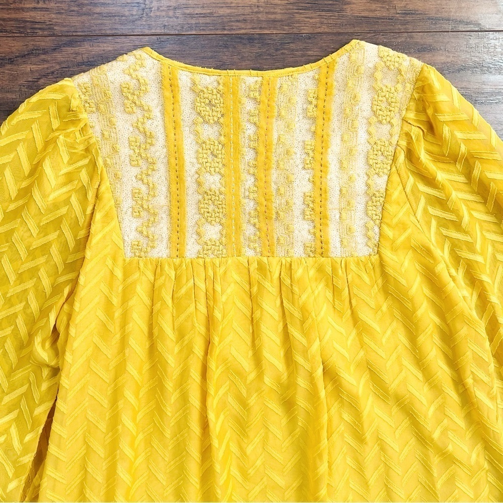 One September • Anthropologie Anwen Peasant Dress mini swing Maize gold yellow - Picture 11 of 12